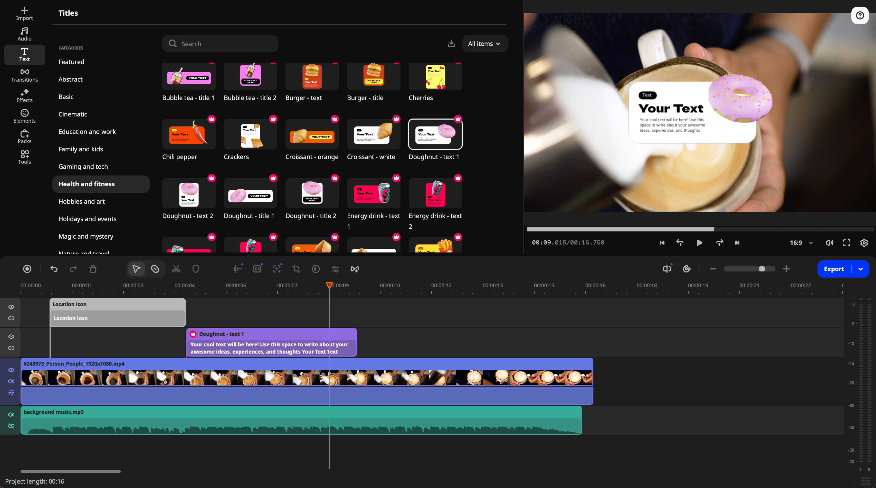 Captura de pantalla de la interfaz de Movavi Video Editor