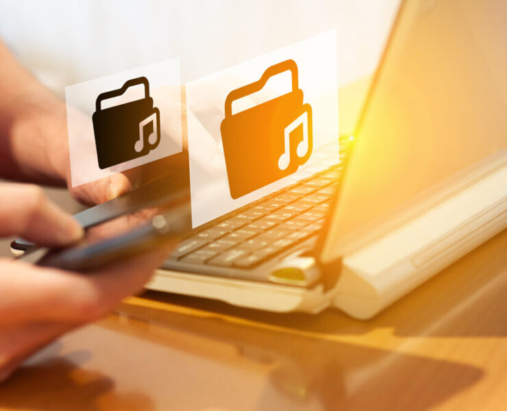 A person downloading music