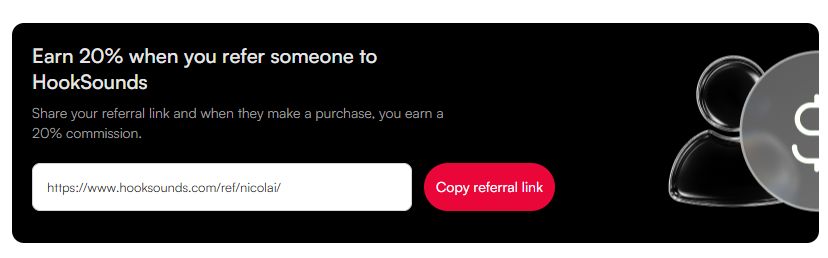 Screenshot of the affiliate dashboard from where the referral link can be copied.